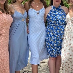 Abercrombie & Fitch plaid baby blue midi dress